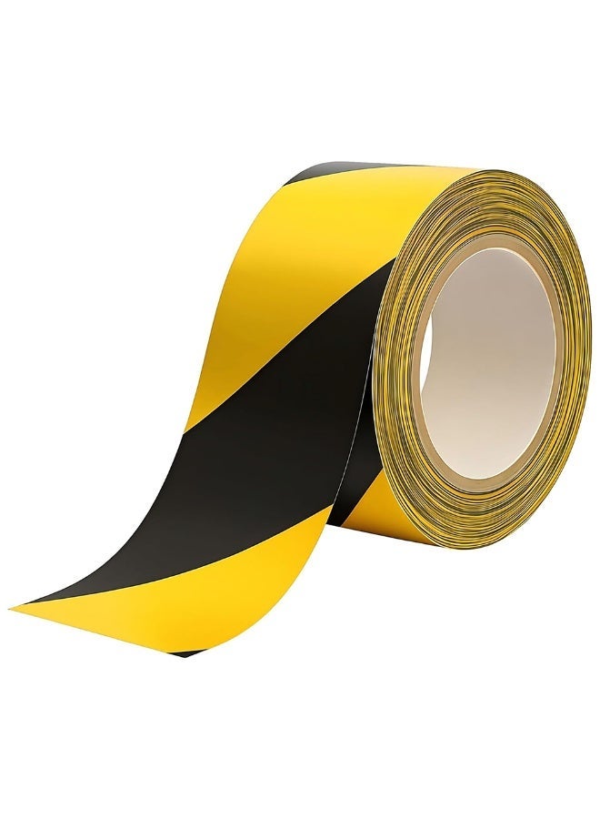 شريط أمان أسود وأصفر للتحذير لوضع علامات على الأرضية، شريط تحذير قوي لاصق ومقاوم للماء لمصانع الجراجات والمستودعات والأرضيات الخارجية (5 سم × 33 م/2 بوصة × 110 قدم) - Image 1